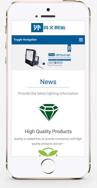 响应式外贸灯具LED灯具英文外贸网站模板(自适应手机版)-2