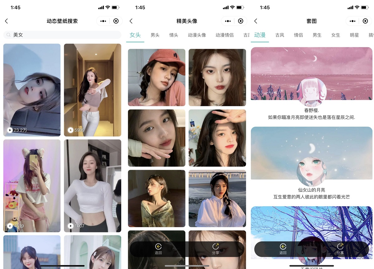 新版大气UI微信QQ双端壁纸云开发壁纸小程序源码-2