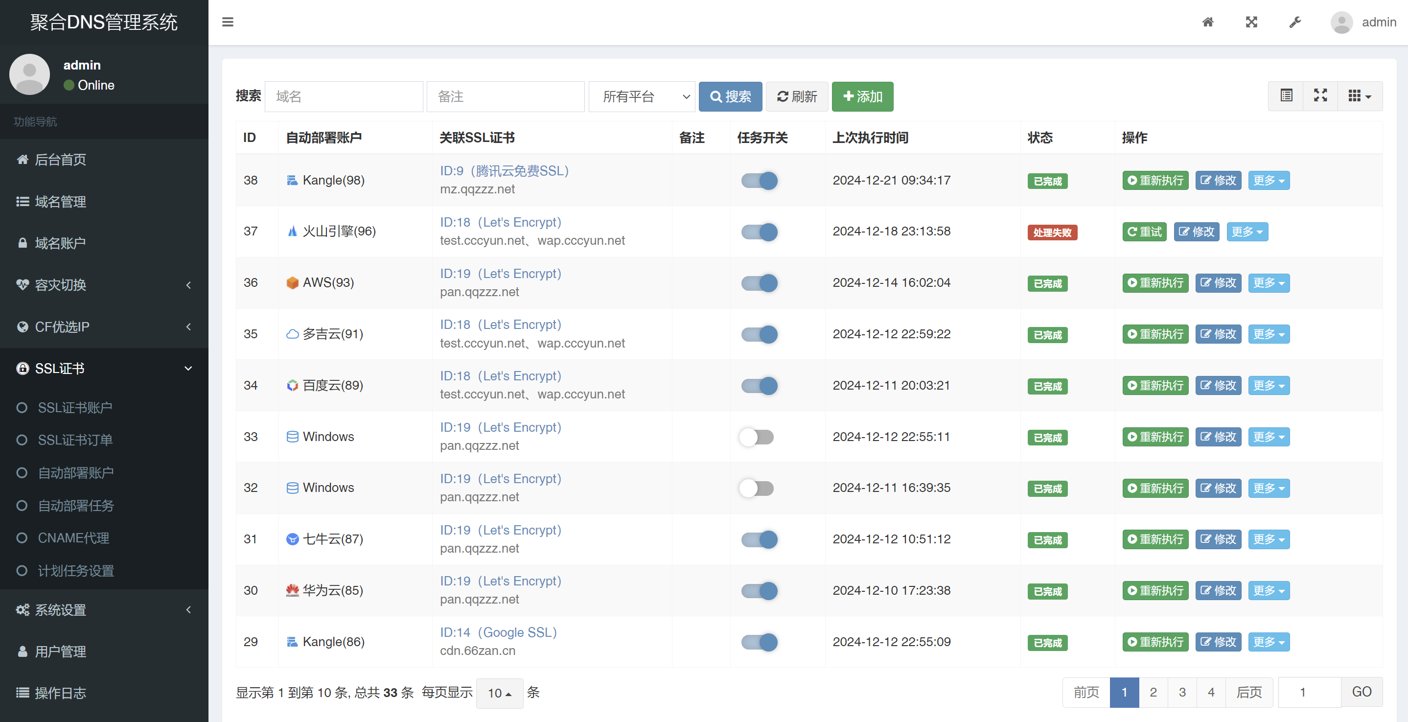 彩虹聚合DNS管理系统V2.0.1源码SSL证书自动申请与部署-3