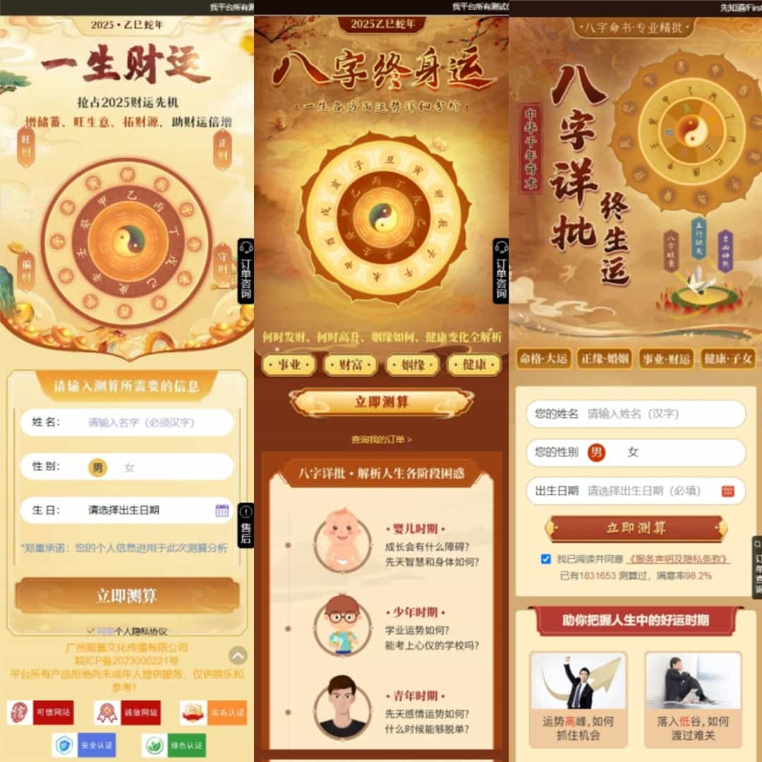 2025新版蛇年测算系统八字测算，八字精批，生辰详批，一生财运，紫薇斗数，八字合婚，生肖运势源码-3