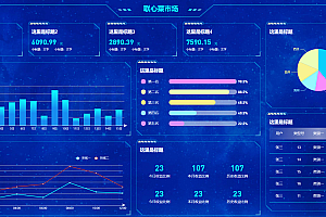 HTML联心菜市场数据中心可视化炫酷大屏