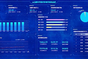 HTML人口增长对医疗影响可视化分析可视化炫酷大屏